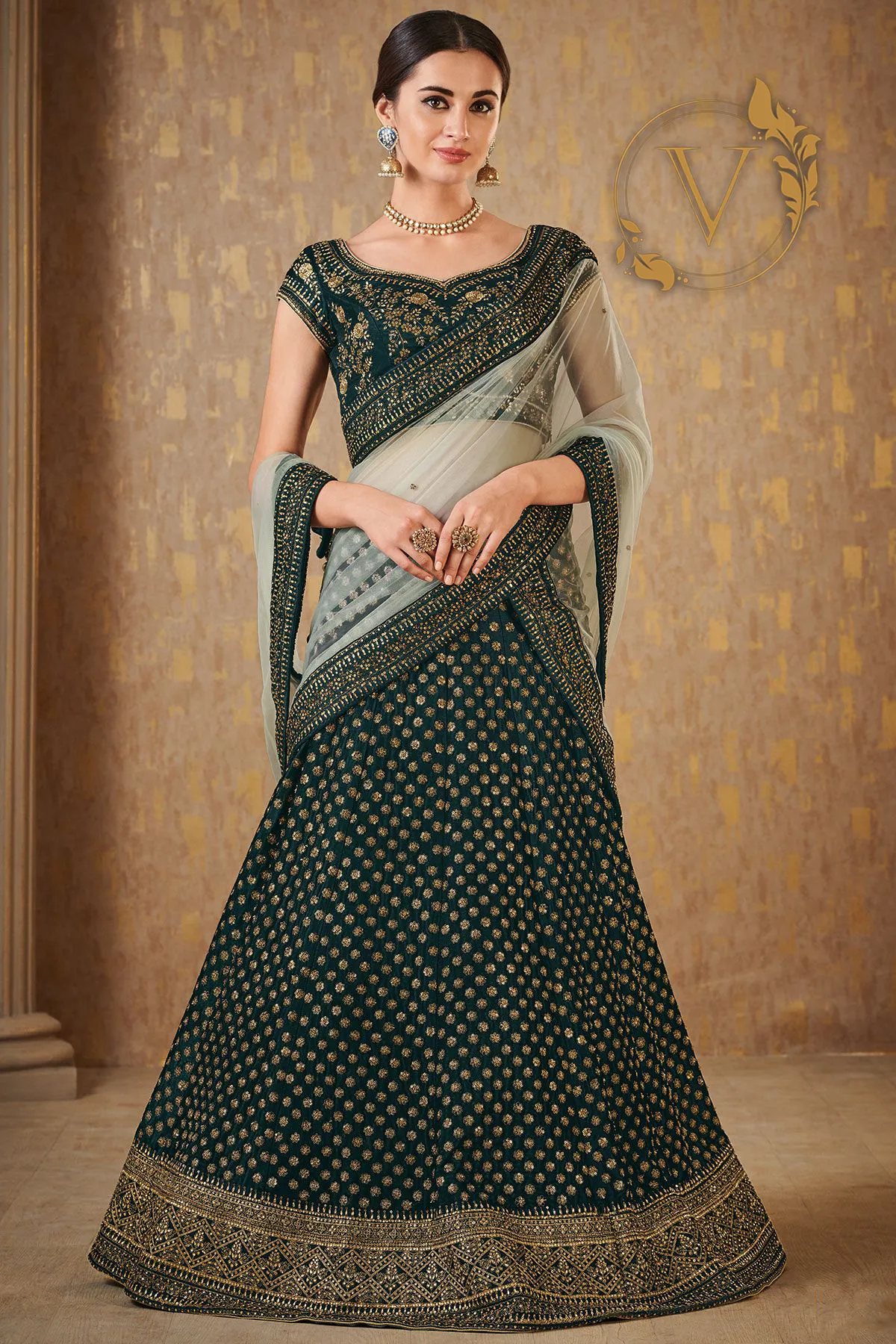 Green Art Silk Lehenga with Dupatta