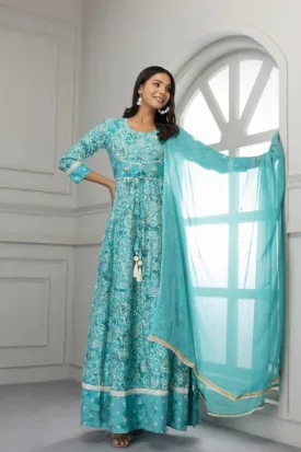 Printed Latest Trends Long Dress with Dupatta Sets